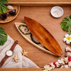 "Ekahi" Surfboard Wood Box Hawaiian Koa Wood Handcrafted One of a kind. With COA